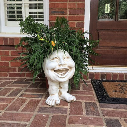 homestyles 16 in. Antique White Aunt Minnie The Muggly Statue Face Planter Holds 7 in. Pot