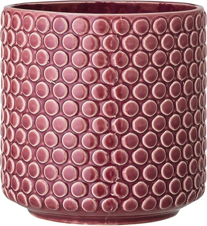 Bloomingville Stoneware Flower Pot with Polka Dots, Planter, 6'', Red
