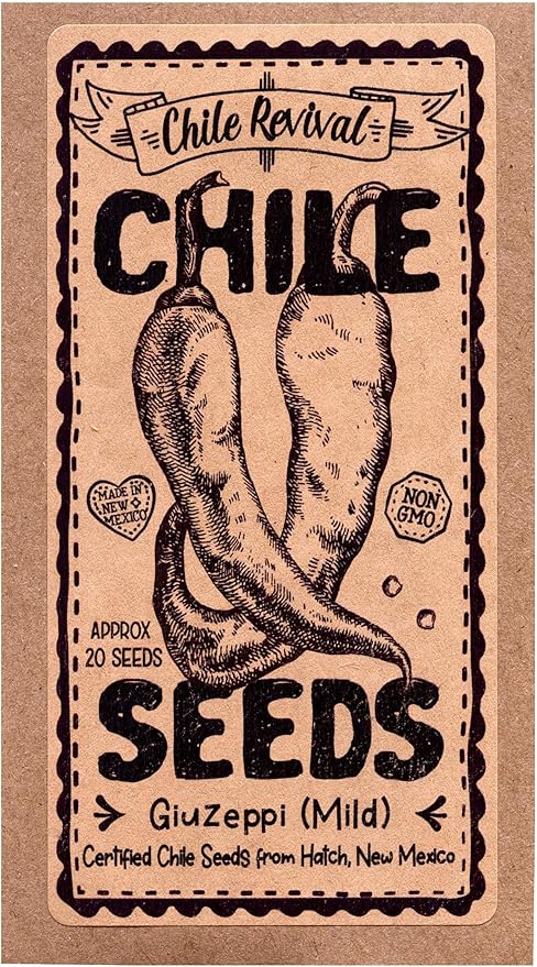 Hatch Chile Seeds from Chile Revival - New Chiles on The Block 3 Pack- 20 Seeds of Each 60 Total - Giuzeppi (Mild), Ms. Junie (Hot), Rattlesnake (XXX-Hot)