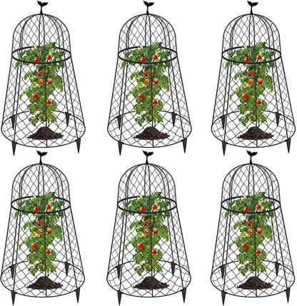 (6 Packs) 13" D x 20" H Garden Cloches for Plants, Chicken Wire Cloche, Plant Cloche and Cage, Wire Plant Protector, Protection for Your Plants and Seedlings - Black