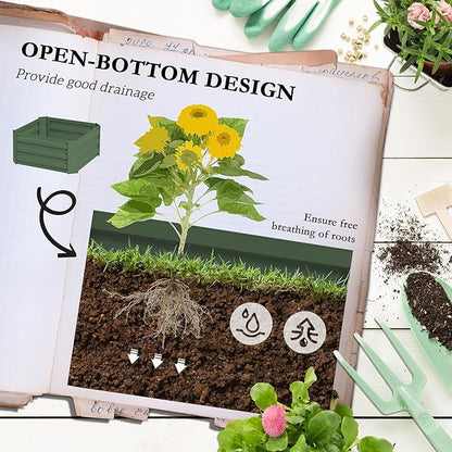 Outsunny Galvanized Raised Garden Bed, 55" Tall Outdoor Planter Box with Trellis Tomato Cage and Open Bottom for Climbing Vines, Vegetables, Flowers in Backyard, Garden, Patio, Green