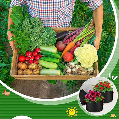 10 Pcs 50 Gallon Nonwoven Fabric Plant Grow Bags with Handles and 10 Pairs of Gardening Gloves for Vegetables Flowers Trees Container Planting Outdoor Garden Use