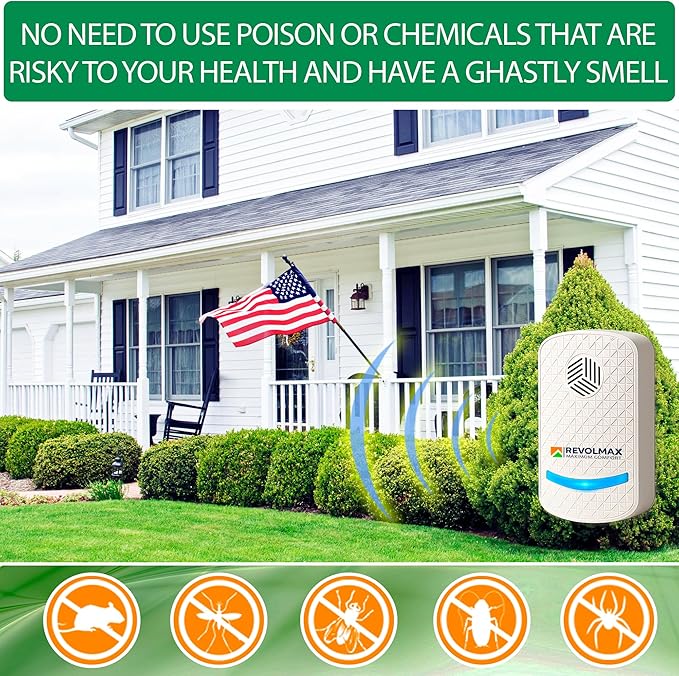 RX-78, Ultrasonic Pest Control Repeller - Electronic & Ultrasound, Indoor Plug-in Repellent - Get rid of - Rodents, Mice, Squirrels, Bats, Insects, Bed Bugs, Ants, Fleas, Spiders, Roaches (2Pack)