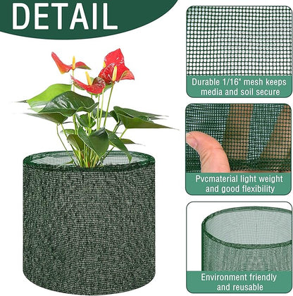 EBaokuup 4 Pcs Aquatic Pond Planting Bags, 7" Reusable Mesh Water Garden Pond Plant Pot, Breathable Green Round Lily Plant Pots for Pond Bog Plant Garden Terrestrial Plant