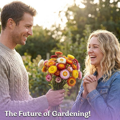 KVITER 1,500 Tall Mix Strawflower Seeds for Planting (Xerochrysum/Helichrysum Bracteatum) — Golden Everlasting Flower, Paper Daisy — Ideal Organic, Heirloom Cut Flower Seeds to Plant Outside & Drying