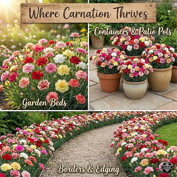 2550+ Carnation Flower Seeds for Planting, Pack for 2026 USA Premium Non-GMO Flower Seeds- AKA. Dianthus Caryophyllus Chabaud Mix Perennial