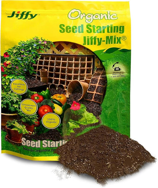 Jiffy Natural & Organic Seed Starting Soil Mix, 10 QT (2 Bags (20 QT)