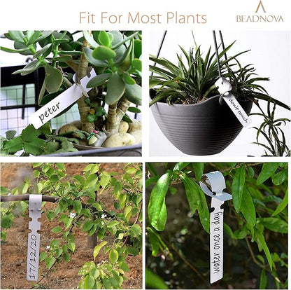 BEADNOVA Tree Tags Plastic Plant Labels Wrap Around Hanging Tags Tree Markers Signs Nursery Labels for Plants Garden (120Pcs, White)