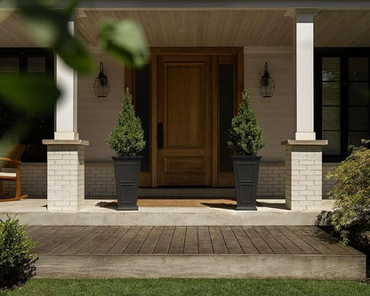 Veradek Brixton Series Tall Planter - Large Outdoor Planter for Front Porch/Patio | Crack-Resistant Plastic for All-Weather Use | Classic Estate Design for Tall Plants, Flowers, Trees