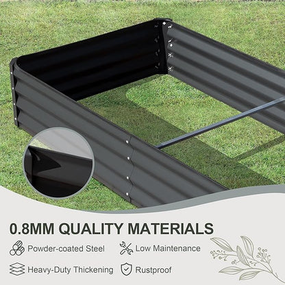 Domi Galvanized Raised Garden Bed, 6x3x1Ft Thickening Metal Planter Box for Vegetables Bottomless for Backyard Outdoor, 1" Deep w/ 128 Gallon Capacity - Dark Gray