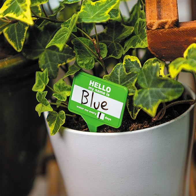 Plant Name Badges - Wipeable Labels for House Plants - Home Accessories - x 12 100% Recycled Name Tags for Indoor Plant Pots - Pen Included