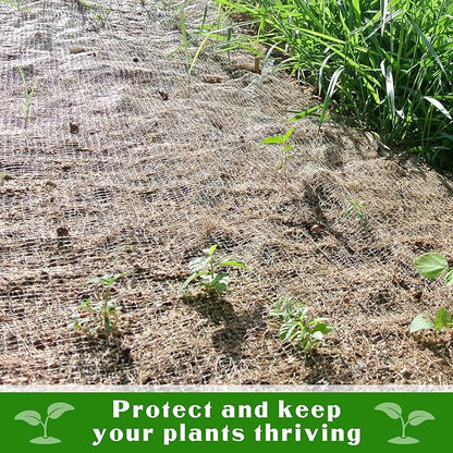 Tranqun Jute Erosion Control W Soil Saver Mesh Blanket Jute Netting with 100 Galvanized 4'' Landscape Staple Burlap Net Cloth for Erosion Control on Hill Slope Riverbank Oceanfront (60 ft L x 4 ft)
