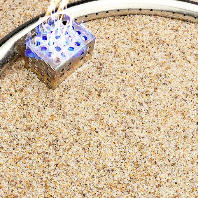 NUPICK 14-20 Mesh Silica Sand for Fire Pit, 20lb Coarse Sand for Fireplaces, Decorative Sand for Gas or Propane, Heatproof Base Layer Under Fire Glass, Lava Rocks, Wood, Garden, Vase Filler, Aquarium