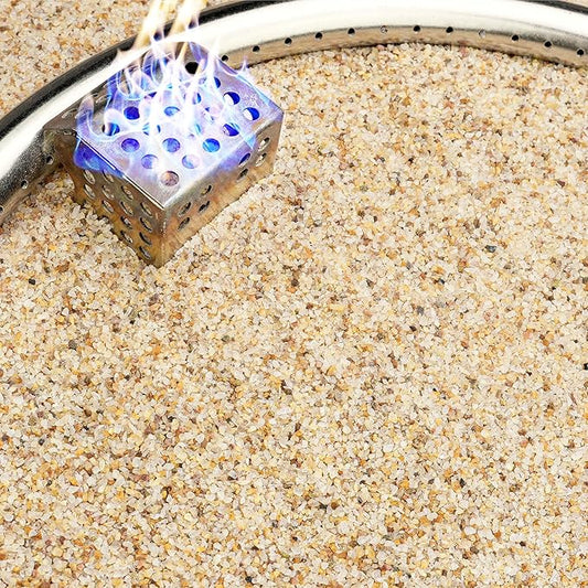 NUPICK 14-20 Mesh Silica Sand for Fire Pit, 5lb Coarse Sand for Fireplaces, Decorative Sand for Gas or Propane, Heatproof Base Layer Under Fire Glass, Lava Rocks, Wood, Garden, Vase Filler, Aquarium