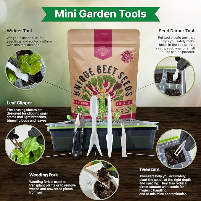 Organo Republic 10 Rare Beet Seeds Variety Pack for Planting Indoor & Outdoors 1625+ Heirloom Non-GMO Bulk Beets Gardening Seeds: Chioggia, Detroit Dark Red, Sugar, Cylindra, Bulls Blood, White Albino