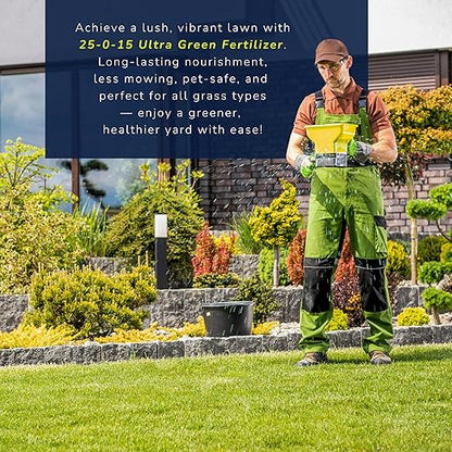 Supply Solutions 25-0-15 Ultra Green Lawn and Turf Fertilizer - 16% Slow Release Nitrogen - Promotes Lush, Green Lawns and Strong Root Growth, Reduces Mowing Frequency (50 Pounds)