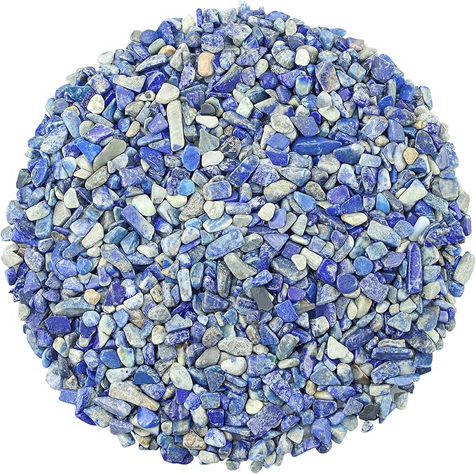 ZHIYUXI Lapis Lazuli Crystal Chips Bulk Fish Tank Decorations Aquarium Rocks Gravel Vase Filler Stones Crystals for Candle Making Witch Kit Gravel for Plants Quartz Sand Gemstone 0.22 lbs