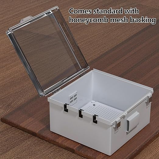 ABS Electrical Junction Box, Ventilated Design, Cable Grommets, IP65 Waterproof Enclosure, Indoor/Outdoor Use with Mounting Panel. (Clear Cover, 11.9"x11.9"x7")