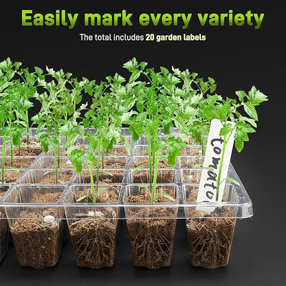 120-Cell Seed Starter Tray with Grow Light, Seedling Starter Trays with 4.08" Humidity Dome, Self-Watering Plant Germination Trays,Seed Starter Kit for Seeds Growing (Black)