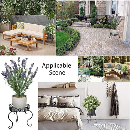 OwnMy Metal Round Plant Stand Indoor Outdoor Iron Flower Pot Holder, Heavy Duty Plant Stand Display Potted Rack for Home, Garden, Patio, Black