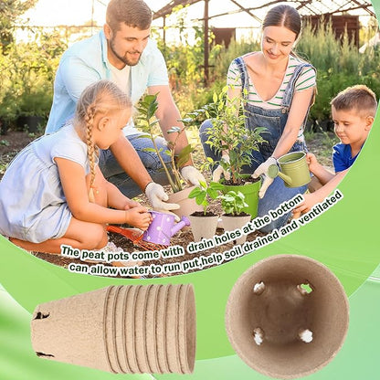 120 Packs 3.15 Inches Seed Starting Pots Biodegradable Drainage Holes Round Nursery Pot with 15 Planting Labels Small Seed Starter Tray Bulk Garden Germination Container for Herb Seed Starter