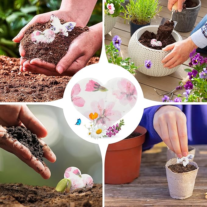48PCS Plantable Seed Paper Hearts & Butterflies – Wildflower Embedded Paper, Unique Gifts for Mothers, Garden Lovers, Weddings, Bridal Showers, Birthdays & Special Celebrations