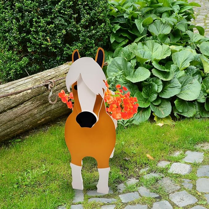 Horse Planter Plant Pots,Animal Flower Pot for Indoor/Outdoor,Small Cute PVC Animal Face Shape Plant Container Best for Home Office Garden Decoration Mom Gift Ideas