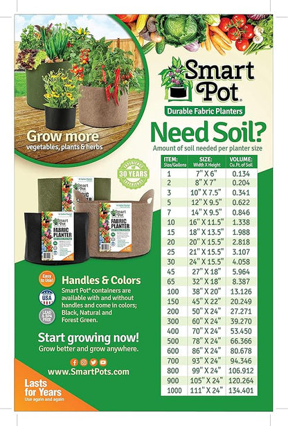 Smart Pots 15-Gallon Smart Pot Soft-Sided Container, Tan with Strap handles