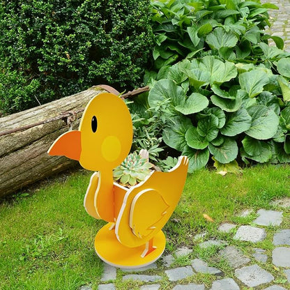 Cute Animal Planter Pot, Animal Flower Pot for Indoor/Outdoor,Small Cute PVC Animal Face Shape Plant Container Best for Home Office Garden Decor (Yellow Duck)