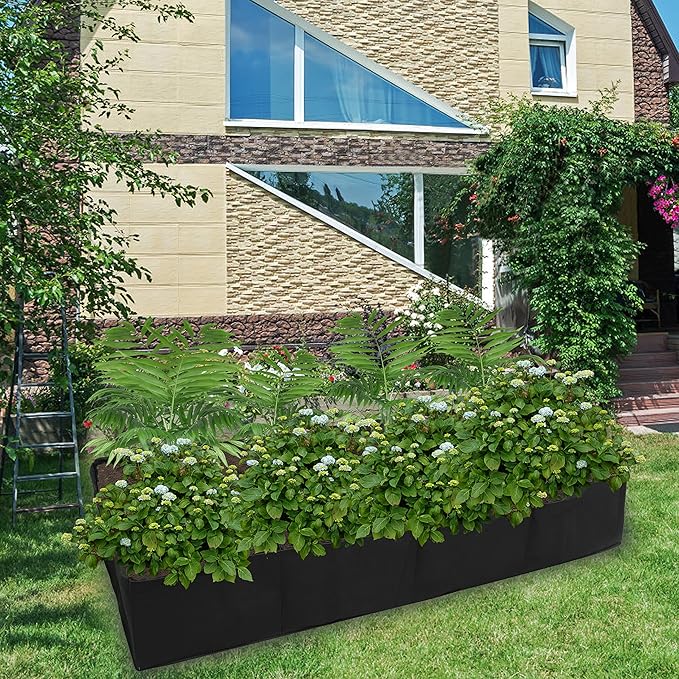 Gardzen 2 Pack Fabric Raised Garden Beds, 3x6x1 FT - 8 Grids Grow Bed for Square Foot Gardening, Planting Box for Vegetables, Herbs, Flowers