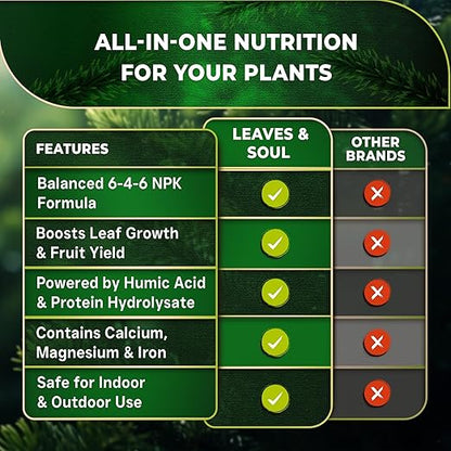 Leaves and Soul Professional Evergreen Tree Fertilizer Liquid Concentrate - 6-4-6 Blend for Evergreens, Garden Use - Liquid Plant Food for Evergreen Trees and Shrubs Outdoors - 8oz