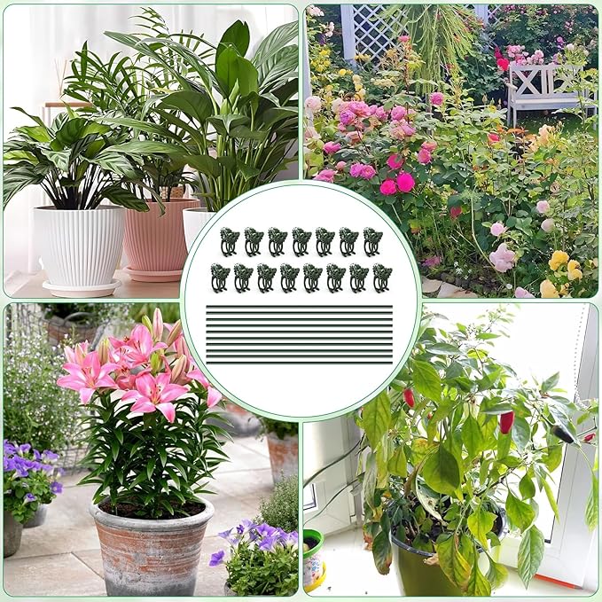 10pcs 15.7" Plant Stakes with 15pcs Clips, Bendable Orchid Stakes and Clips Set Support Tall for Indoor/Outdoor Plants,Potted Plants,Single Stem Vines Flower Plant Support Sticks for Orchid Rose Peony