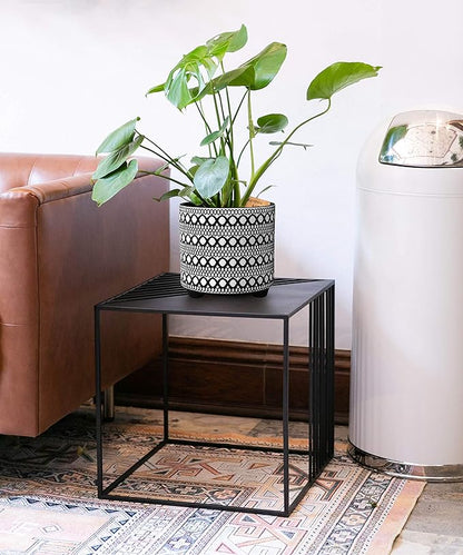 D'vine Dev 8 Inch Terracotta Planter Pot, Modern Design Ceramic Plants Pot with Drainage Hole, Noir Nomad, 33-953-B-5