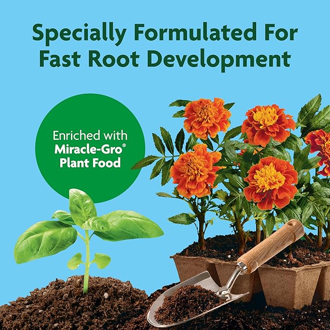 Miracle-Gro Seed Starting Potting Mix, Enriched with Plant Food, For Starting Seeds or Cuttings in Containers, 8 qt., 3-Pack
