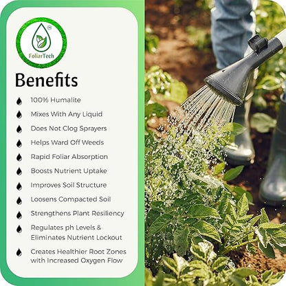 Humic Acid Organic Lawn Fertilizer - Fulvic Humic Mineral Blend for Trees, Shrubs, Ornamentals, Vegetables & Crops - Enhancer & Garden Soil Conditioner by FoliarTech, 1.1 Gallons