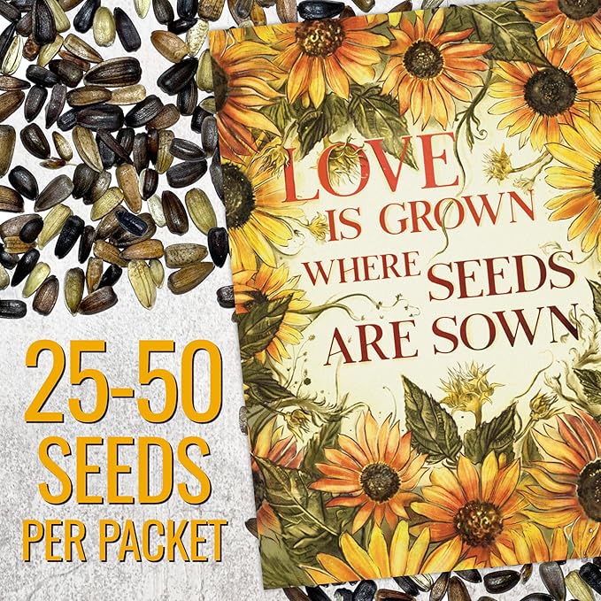 Seed Needs Heirloom Sunflower Seed Packet Favors for Party Events - Pre-Filled & Ready to Hand Out - Great for Weddings, Bridal Showers, Memorials, Fundraisers (30 Packets)
