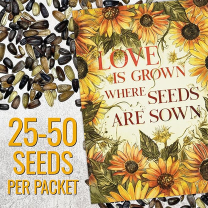 Seed Needs Heirloom Sunflower Seed Packet Favors for Party Events - Pre-Filled & Ready to Hand Out - Great for Weddings, Bridal Showers, Memorials, Fundraisers (30 Packets)