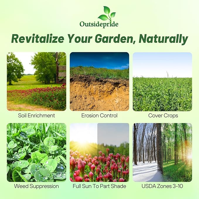 Outsidepride Gardenway Cover Crop Seeds - 5 lbs Nutrient-Rich Seed Mix for Soil Health Improvement & Home Gardens - Mixture of Triticale, Peas, Oats, Vetch, Annual Ryegrass, Crimson Clover