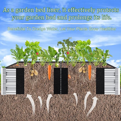 Rectangle Fabric Galvanized Raised Garden Bed Liner, 2Ps 4x4x1Ft Outdoor Garden Planting Bags for 8x4x1 Rectangle Metal Garden Bed, Large capacity for growing vegetables, flowers, herbs and succulents