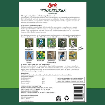Lyric Woodpecker Wild Bird Seed for Outside Feeders, Shelled, No Waste Bird Seed with Nuts & Dried Fruit, 20 lb Bag