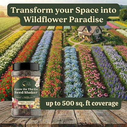 Wildflower Seed Shaker – Awesome Annual Mix by GevaGrow - 2 Ounce Shaker