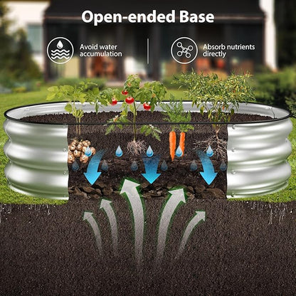 Raised Garden Bed Kit, 4x2x1 ft Galvanized Planter Box Outdoor with Safety Edging, Large Metal Raised Beds for Gardening Vegetables Flower Herb (Classic Silver)