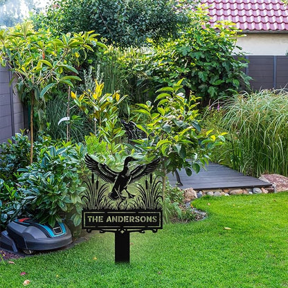 Custom Metal Garden Sign with Stake, Personalized Duck Garden Signs for Outside, Customized Garden Name Signs for Yard Lawn Outdoor Decor Gardening Gifts for Moms Grandmas Gardeners