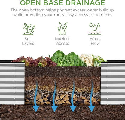 Best Choice Products 8x2x2ft Raised Outdoor Metal Garden Bed, Deep Root Box Planter for Vegetables, Flowers, Herbs, 240 Gallon Capacity, 100% Non Toxic Materials - Galvanized