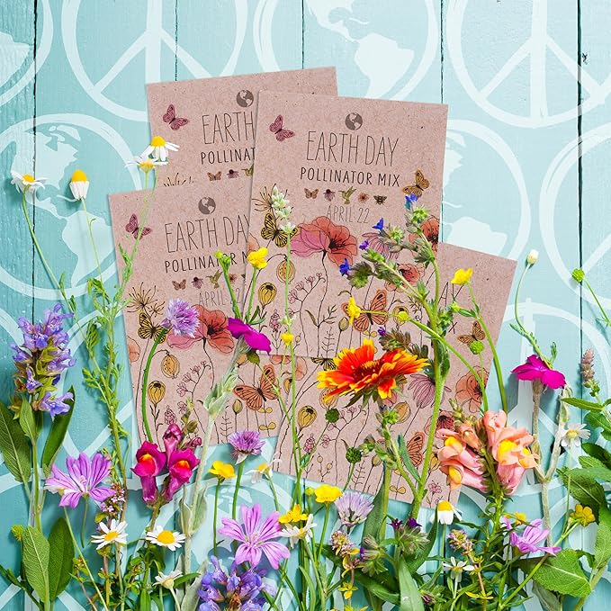 25 Earth Day 2025 Holiday Seed Packets (Wildflower Mix Seed Packets)