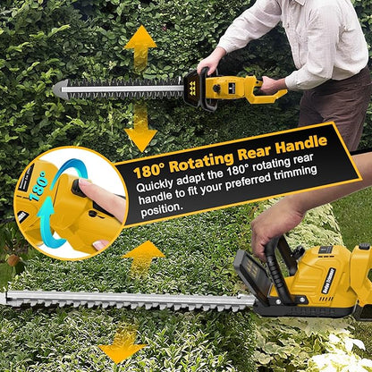 Electric Hedge Trimmer Cordless Compatible with DEWALT 20V MAX Battery, 20-Inch Cordless Hedge Trimmer, Brushless Bush Trimmer, 2/3'' Cutting Capacity, Lightweight & Rotatable Handle(No Battery)