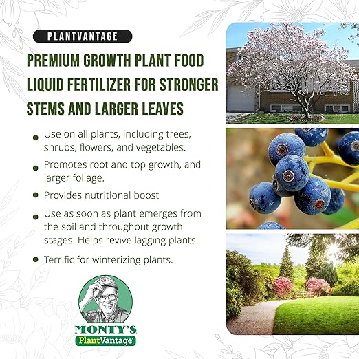 PlantVantage Premium Growth Liquid Plant Food - Liquid Fertilizer for Stronger Stems & Larger Leaves, NPK Fertilizer (8-16-8) with Zinc & Iron, Foliar Spray for Trees, Shrubs & Flower Boost, 16 oz