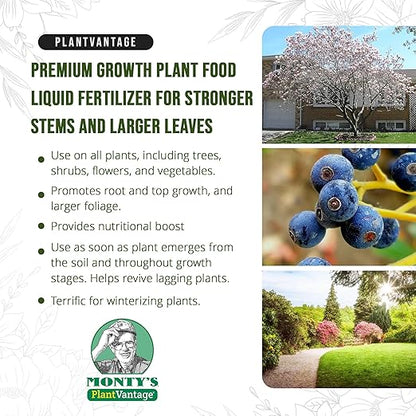 PlantVantage Premium Growth Liquid Plant Food - Liquid Fertilizer for Stronger Stems & Larger Leaves, NPK Fertilizer (8-16-8) with Zinc & Iron, Foliar Spray for Trees, Shrubs & Flower Boost, 1 Gallon