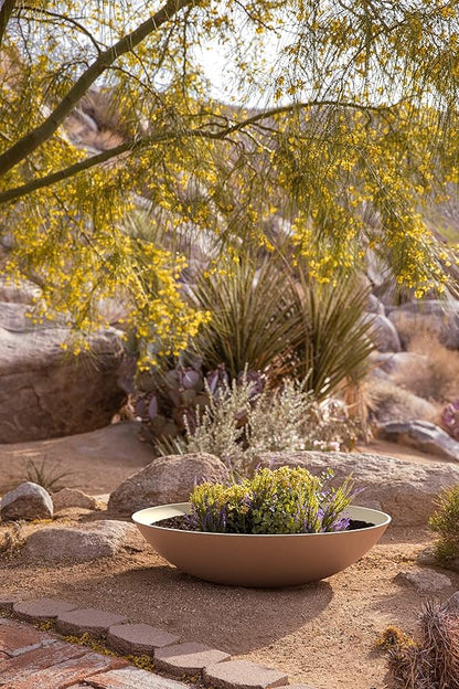 Veradek Mason Series Lane Bowl Planter| for Indoor or Outdoor Tabletops/Gardens |Made from Plastic-Stone Composite with Drainage Holes|Modern Décor for Flowers, Succulents, Small Plants