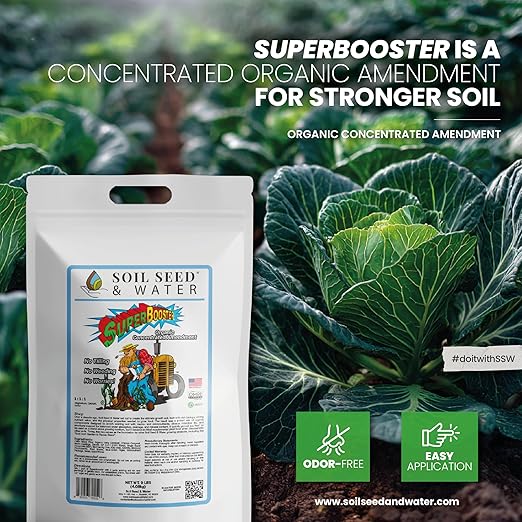Soil Seed & Water SuperBooster Organic Concentrated Fertilizer – Soil Amendment for Robust Plant Growth - Food Plant Growth Enhancer - OMRI Listed Organic Fertilizer